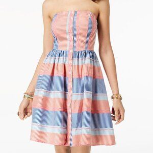 Striped strapless fit & flare dress